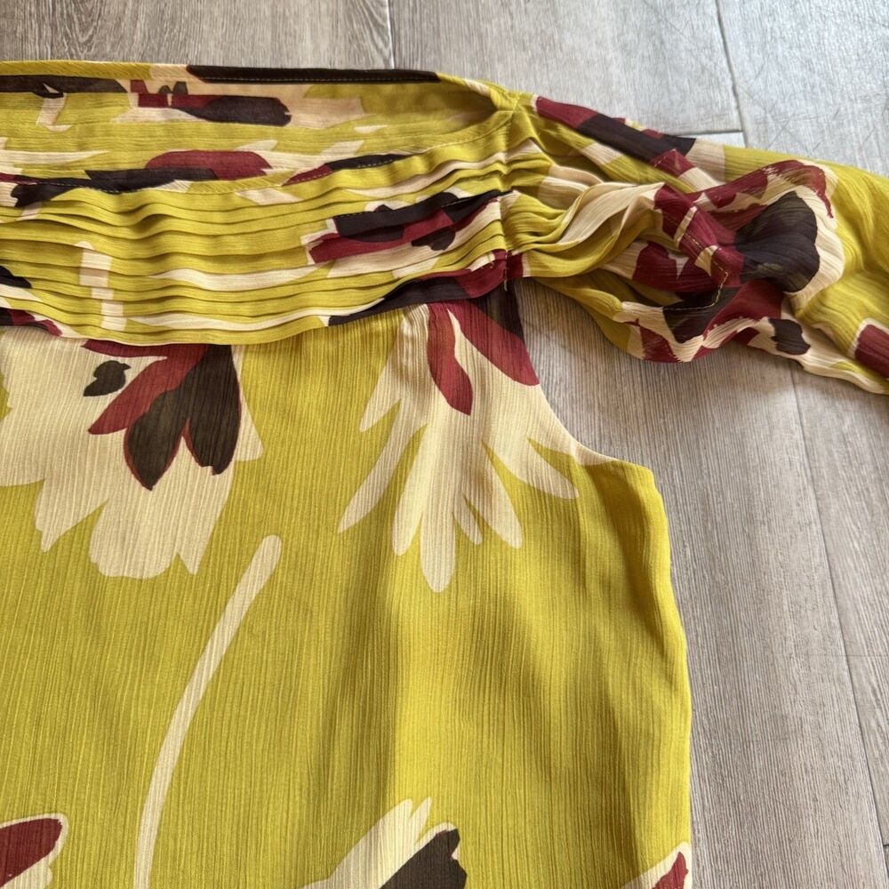 VERTIGO Paris Floral Blouse Sz XS Women's Boho Chic Green Brown Nude - Picture 8 of 12